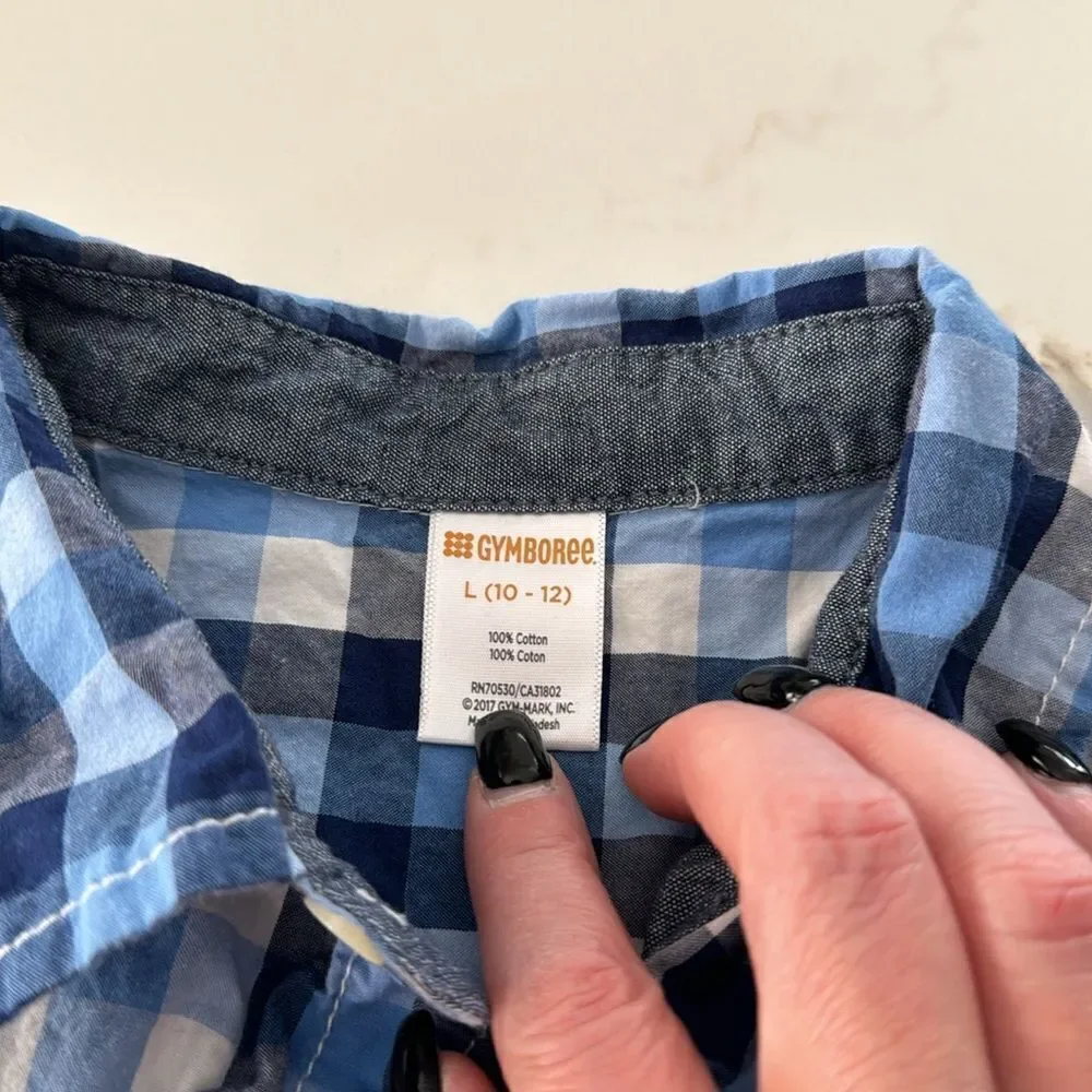 Gymboree Button down, long sleeve, collar shirt. Size L 10-12.